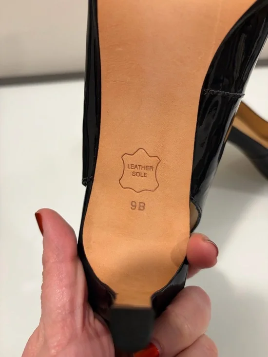 Talbots Black Patent Peep Toe Slingback Heels - Picture 4 of 6